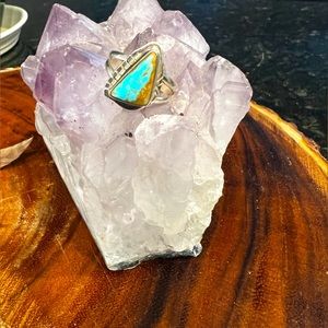 Size 7.5 silver and turquoise ring